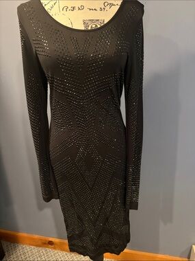 Black Studded Long-Sleeve Bodycon Dress size M (8-10)